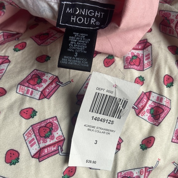 NWT Midnight Hour Strawberry Milk Carton Collar Dress Women's Plus Size 3X - Picture 6 of 10
